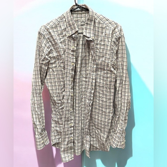 Peter Millar plaid button up collared shirt LARGE 100% cotton - Picture 1 of 5
